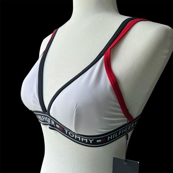 Tommy Hilfiger Swim sz S SMALL Logo Double Strap Adjustable Triangle Sport - Picture 2 of 9